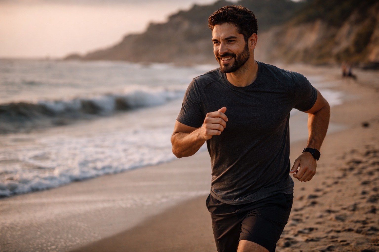 Two women jogging together at sunset